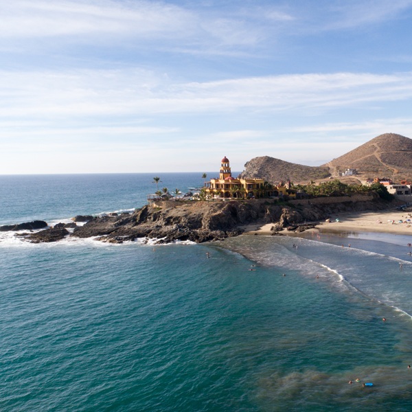 Aerial,Views,Of,Cerritos,Beach,In,Todos,Santos,,Mexico,,Baja Sitio arqueológico de Ek-Balam, en ruta en el fly and drive por Yucatán
