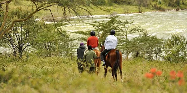 Paseo a caballo por el lago Elementaita en Serena Camp